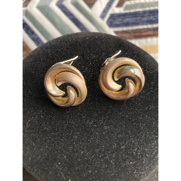 Sterling Silver Vintage West Germany Swirl Clip-On Earrings - Picture 3 of 5